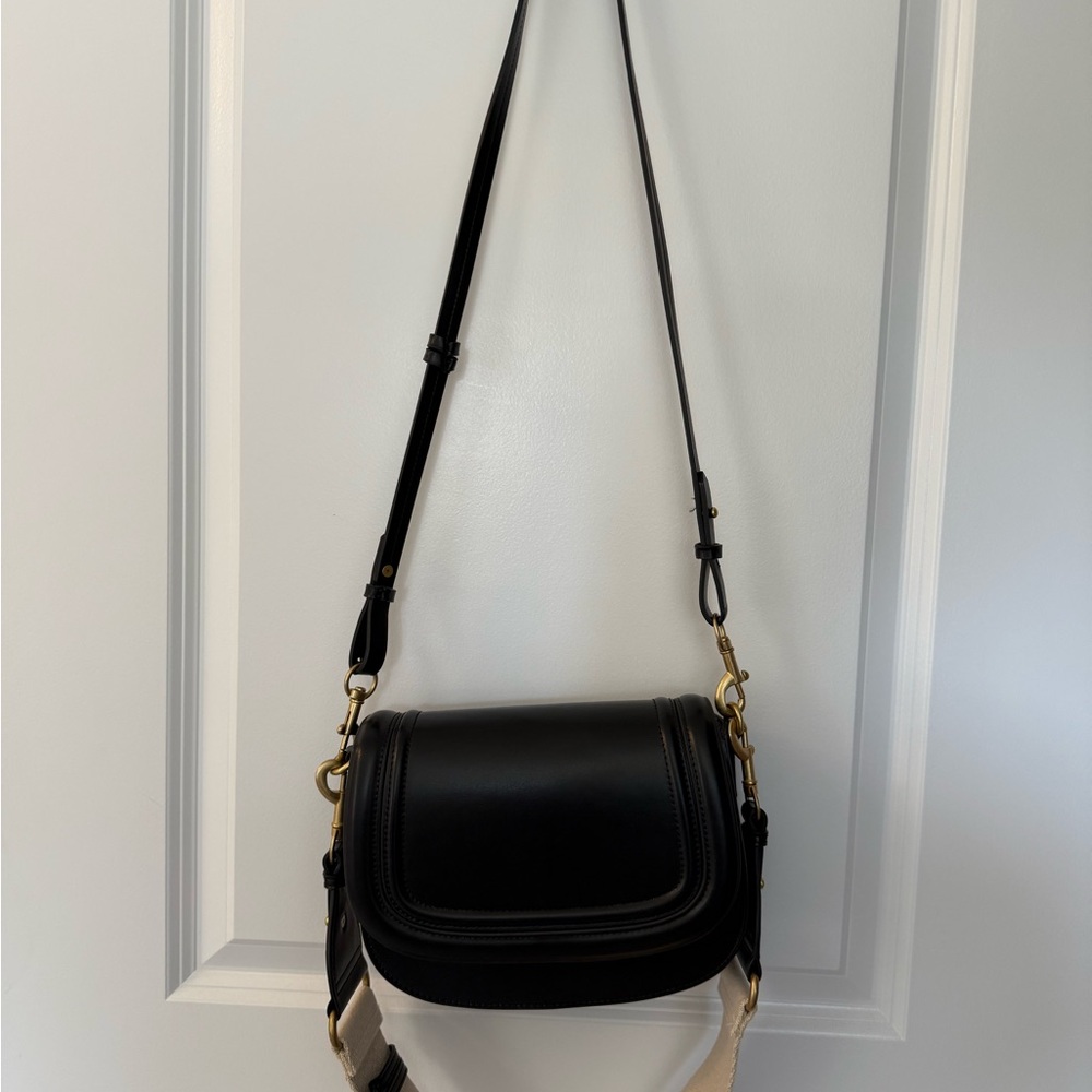 Zara Black Crossbody Bag with Gold Accents
